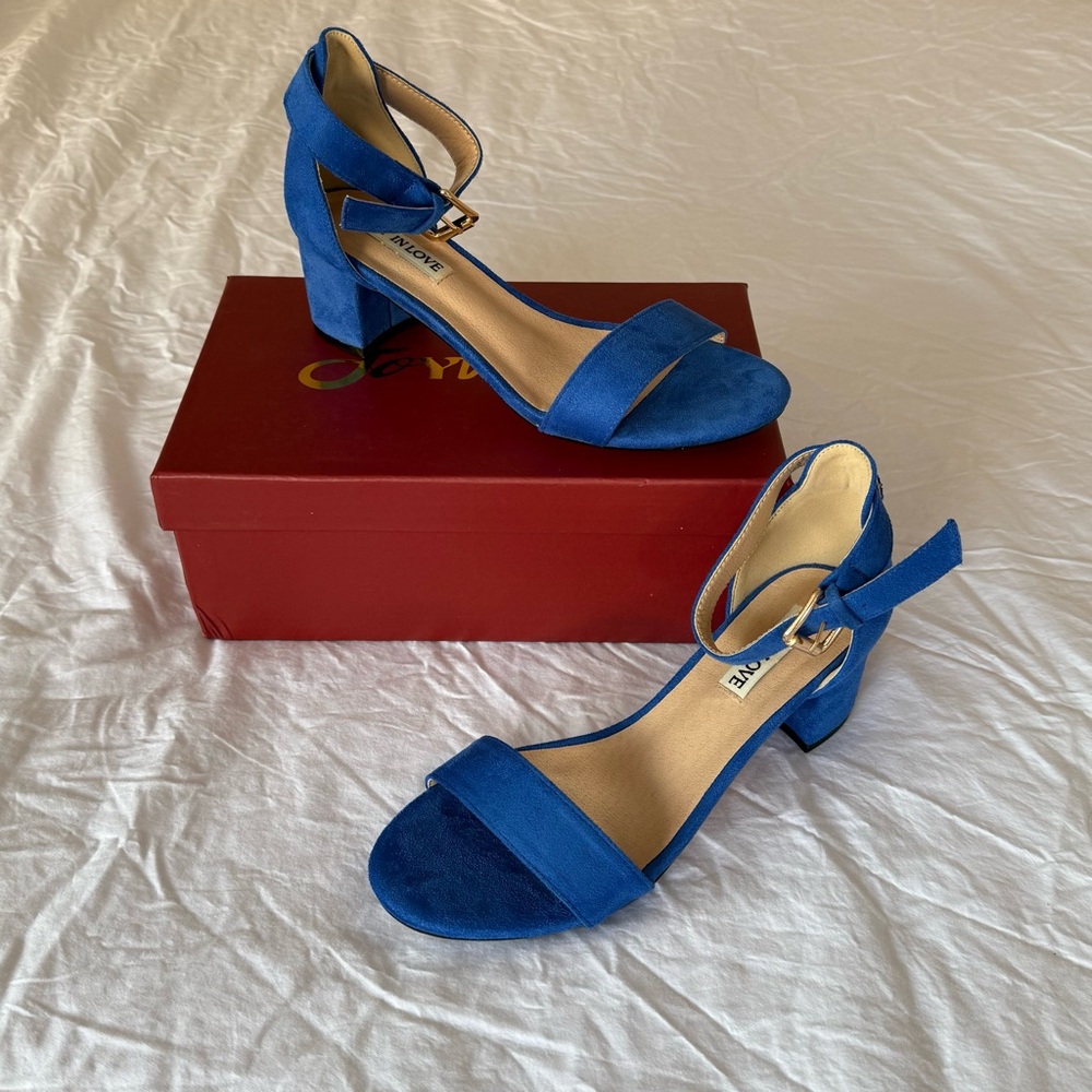 NWT - Electric Blue Suede Women's Block Heels